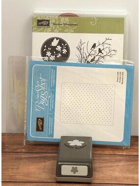 BNDL STAMPIN UP 127324 SERENE SILHOUETTES STAMPS, 133322 PETITE PETAL PUNCH, +++